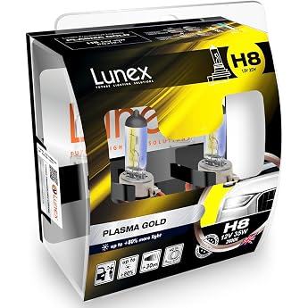 Lunex H8 PLASMA GOLD 708 Headlight Halogen Bulbs Yellow 12V 35W PGJ19-1 2800K duobox 2 pcs