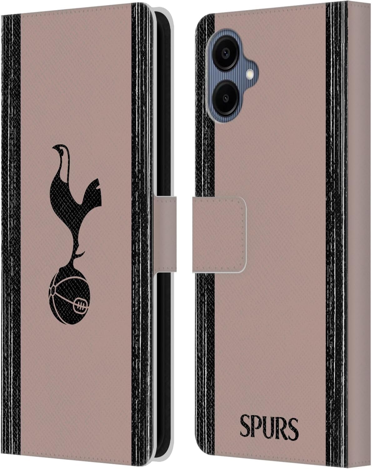 Head Case Designs Officially Licensed Tottenham Hotspur F.C. Black and Taupe 2023/24 Badge Leather Wallet Case Compatible with Samsung Galaxy A06 4G / 5G