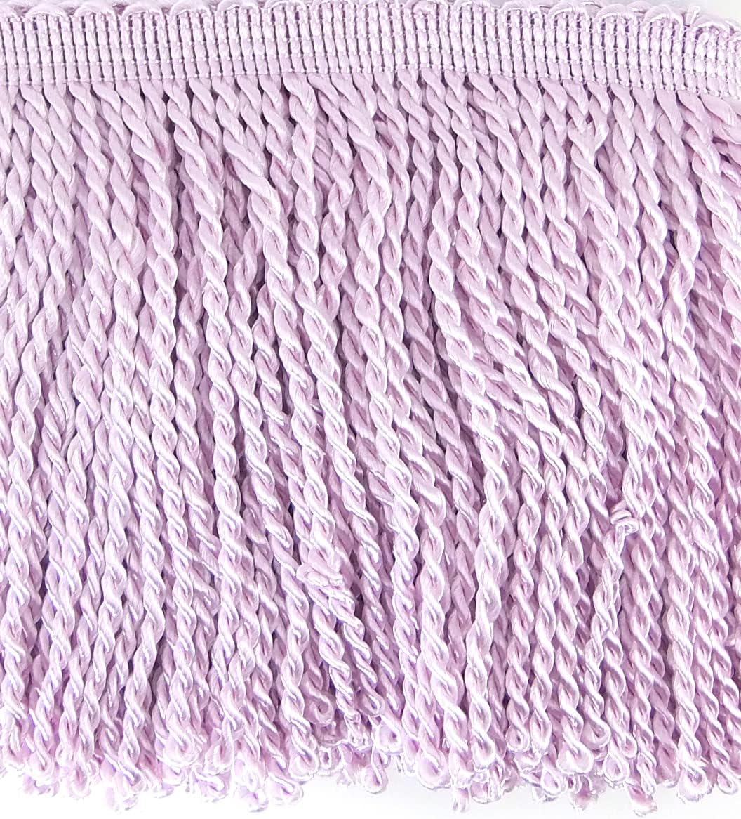5 Yards of 6" Long Bullion Fringe Tassel Twisted Thread Yarn Trim Braid Fringe Sewing, Drapery, Shawl-Light Lavender