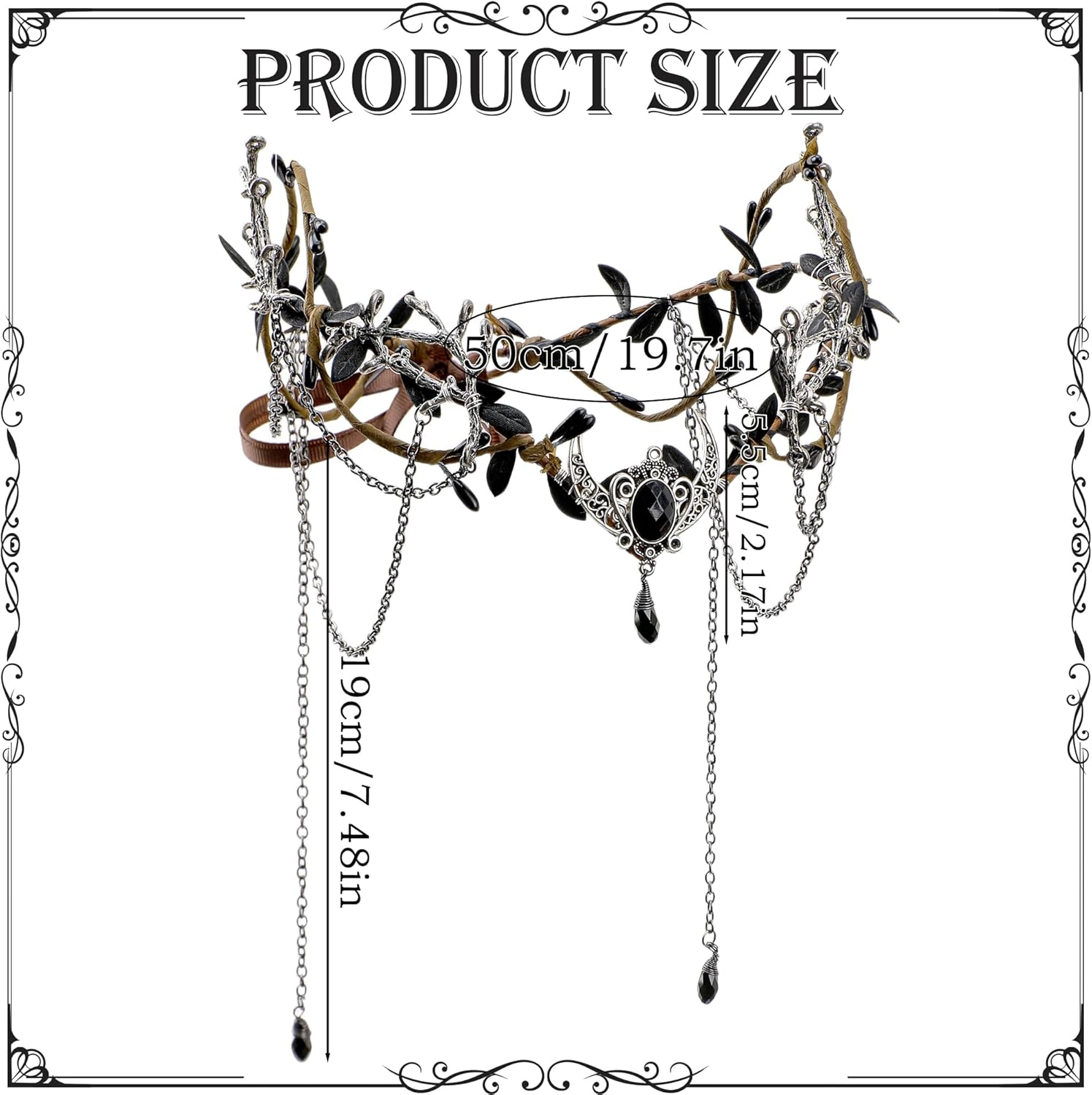 MOSTORY Woodland Elf Crown for Women - Medieval Elf Headpiece with Tassel for Renaissance Renfaire Fae Cosplay Viking Outfit - Image 6