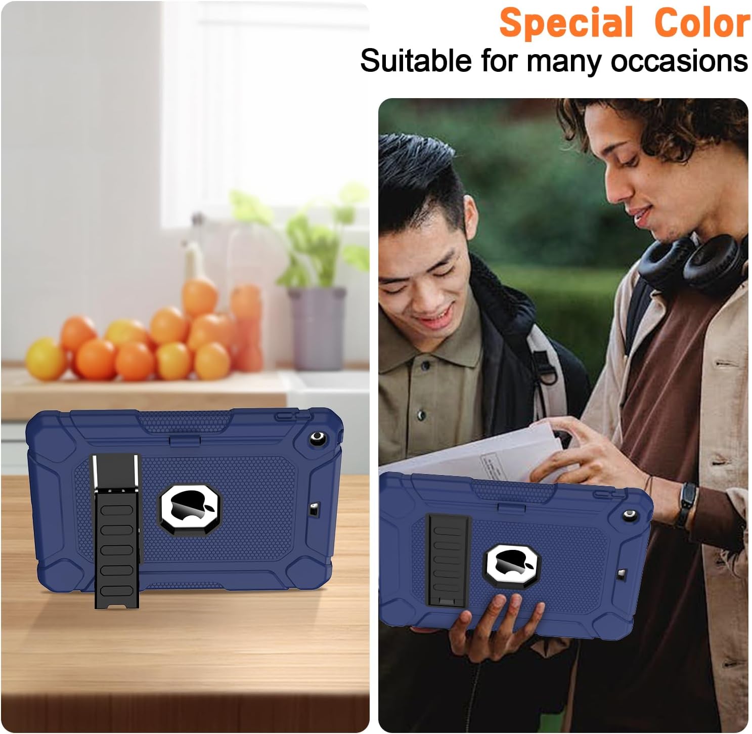 AVAWO Case for iPad 9th/8th/7th Generation(10.2 inch, 2021/2020/2019), Heavy Duty Military Grade Shockproof Protective Cover with Built-in Stand/Pencil Holder for i Pad 9/8/7 Gen, Navy Blue - Image 7