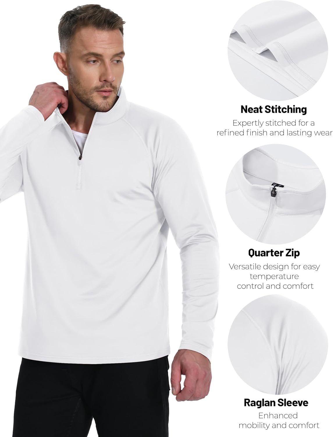 Boladeci Men's Quarter Zip Pullover Premium Fleece Lined Long Sleeve Golf Shirts Warm Hiking Shirts Lightweight Sweatshirts - Image 4