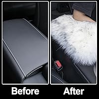 Vista 6 de Amiss Almohadilla de lana auténtica para consola central de automóvil, funda universal para caja de asiento de reposabrazos de automóvil, protector