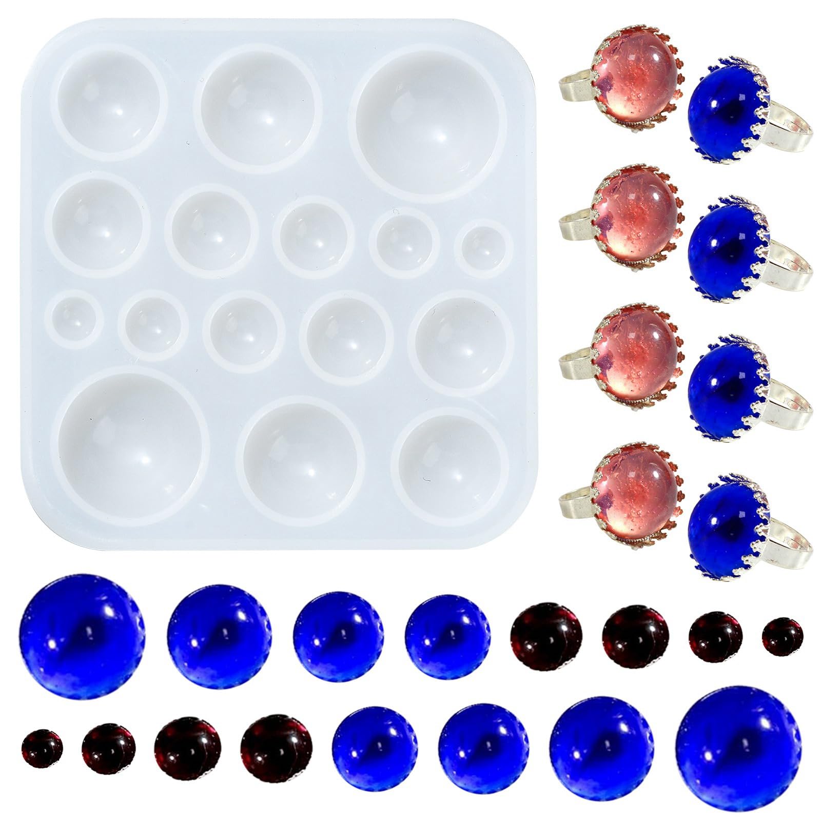 UR URLIFEHALL 1 Pc Half Round Silicone Cabochon Moulds Resin Casting Silicone Moulds for Keyrings Dangle Earring Jewellery Making Crafts
