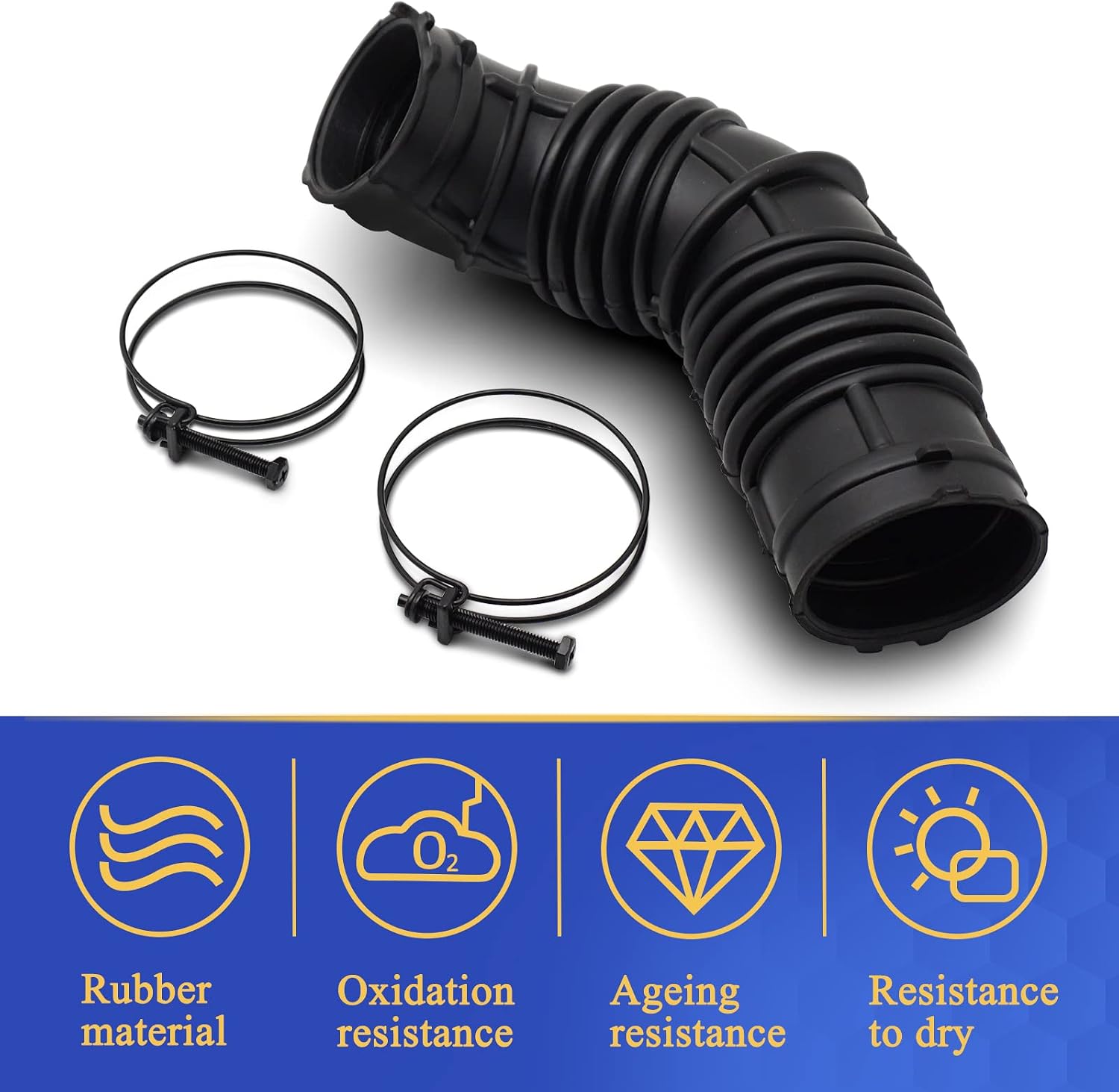 Air Cleaner Intake Hose Tube with Clamps for 2011-2016 Chevy Cruze LS, 2011-2015 Cruze LT, 2011-2012 Cruze Base 1.8L 13308302