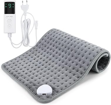 Electric Heated Throw Full Body Blanket, 12*24 Ultra Soft Cozy Fast Heating Blanket with 9 Heating Levels & 4 Time Settings & 0.5-2 Hours Auto Off & Overheat Protection,Machine Washable Grey