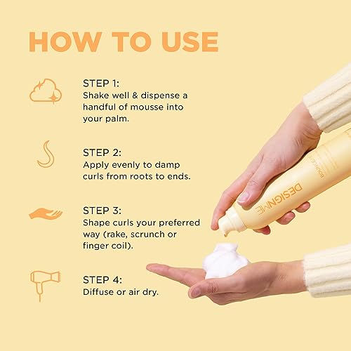 Miniatura 7 de Design.Me BOUNCE.ME - Mousse para rizos  Mousse ligero para definir rizos para cabello ondulado y rizado, control de encrespamiento, resistente a la