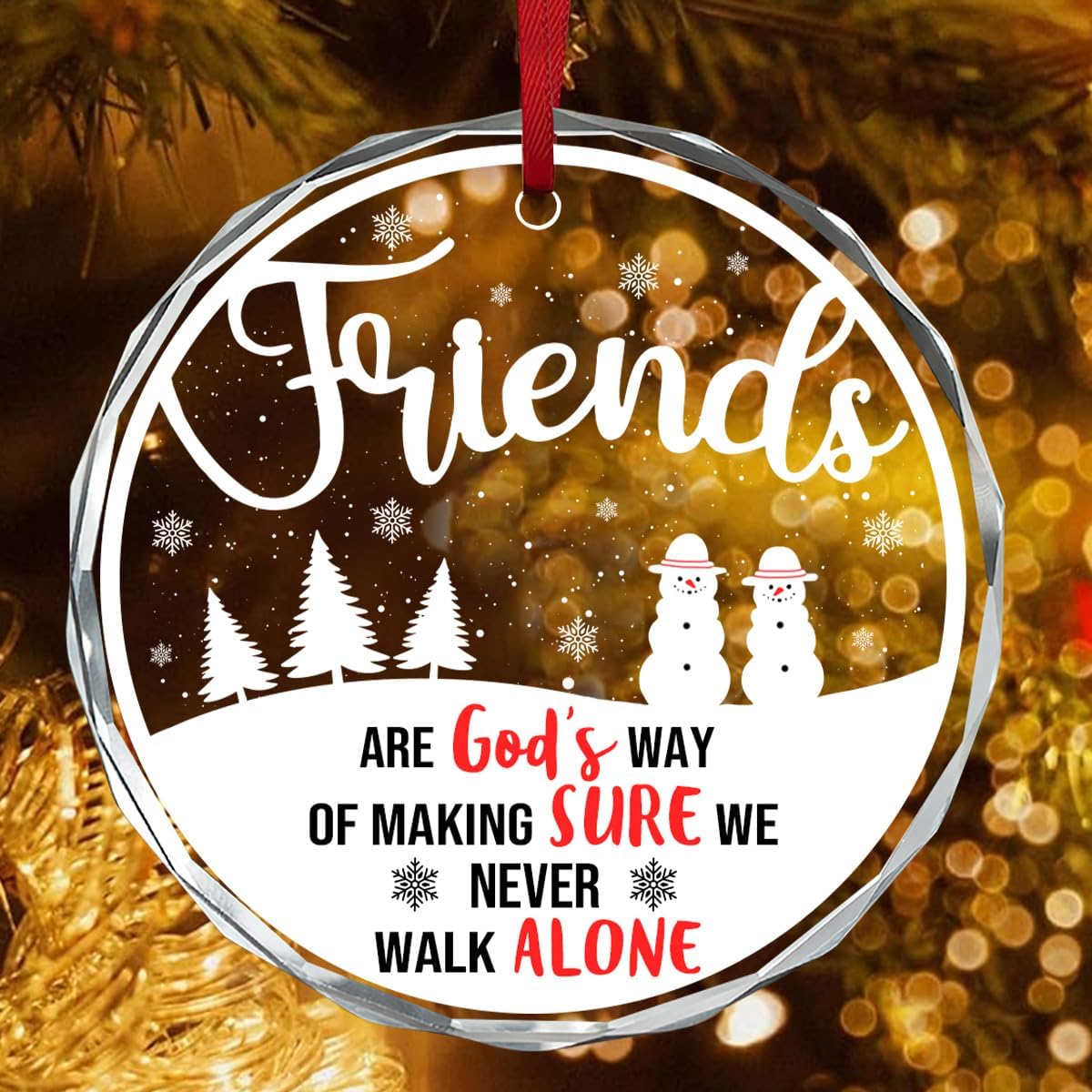 Jesuspirit Friends Christmas Ornaments 2025, Friendship Gifts for Women Friends, Ornament for Christmas Tree, Sister Gifts Ornament (Friends are God's Way of Making Sure We Never Walk Alone) - Image 4