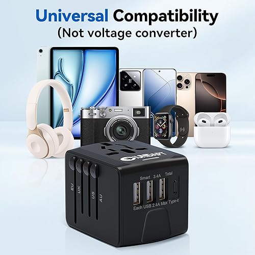 Miniatura 5 de Unidapt Adaptador de corriente internacional cargador de viaje  todo en uno universal USB adaptador de viaje con 4 USB para Euro, AU, Reino Unido,