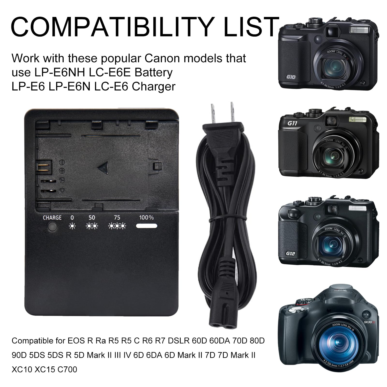 Amazon.com : LP-E6 LP-E6N LC-E6 Charger for Canon: Compatible with 
