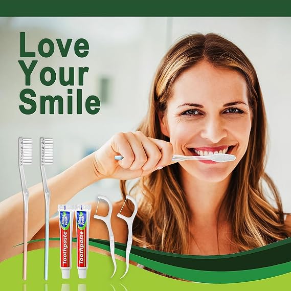 30pcs Disposable Toothbrushes with Toothpaste Floss Bundle with 30pcs Combs Individually Wrapped