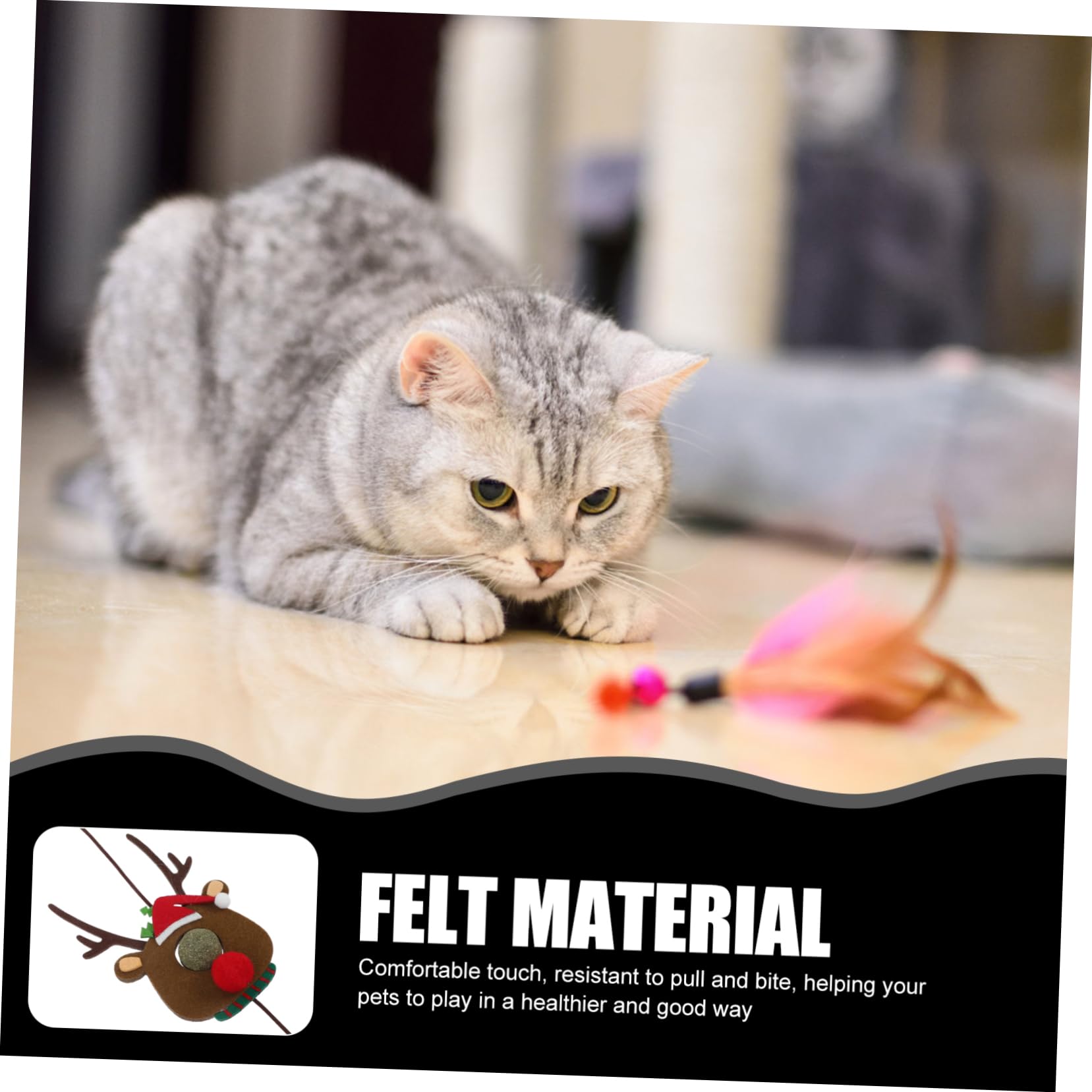 Jouet Chat Suspendu Noël Élan avec Grelot Élastique Jouet Collant Interactif Intérieur pour Chatons Et Chats