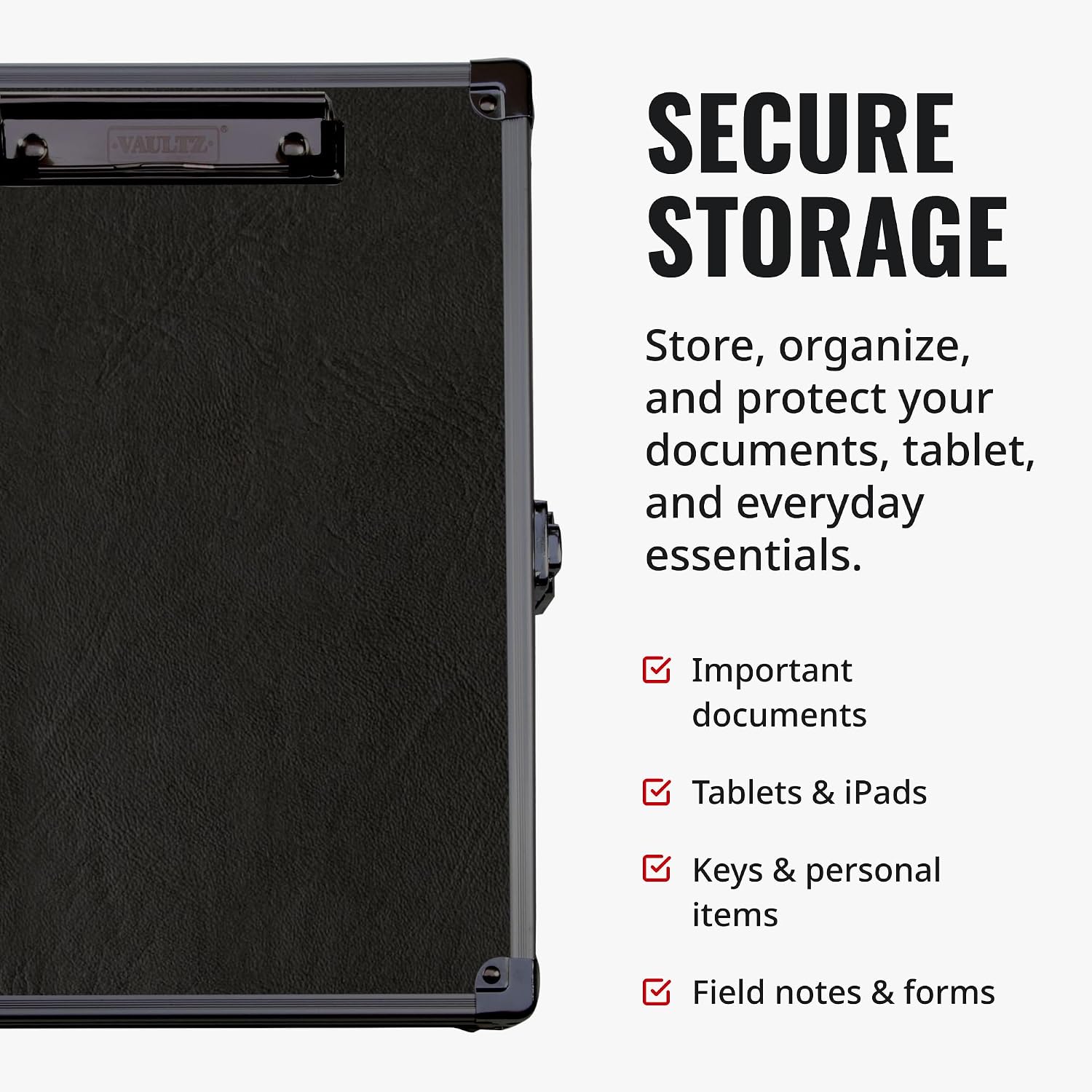 Vaultz Locking Storage Clipboard with Key Lock, Black image 5