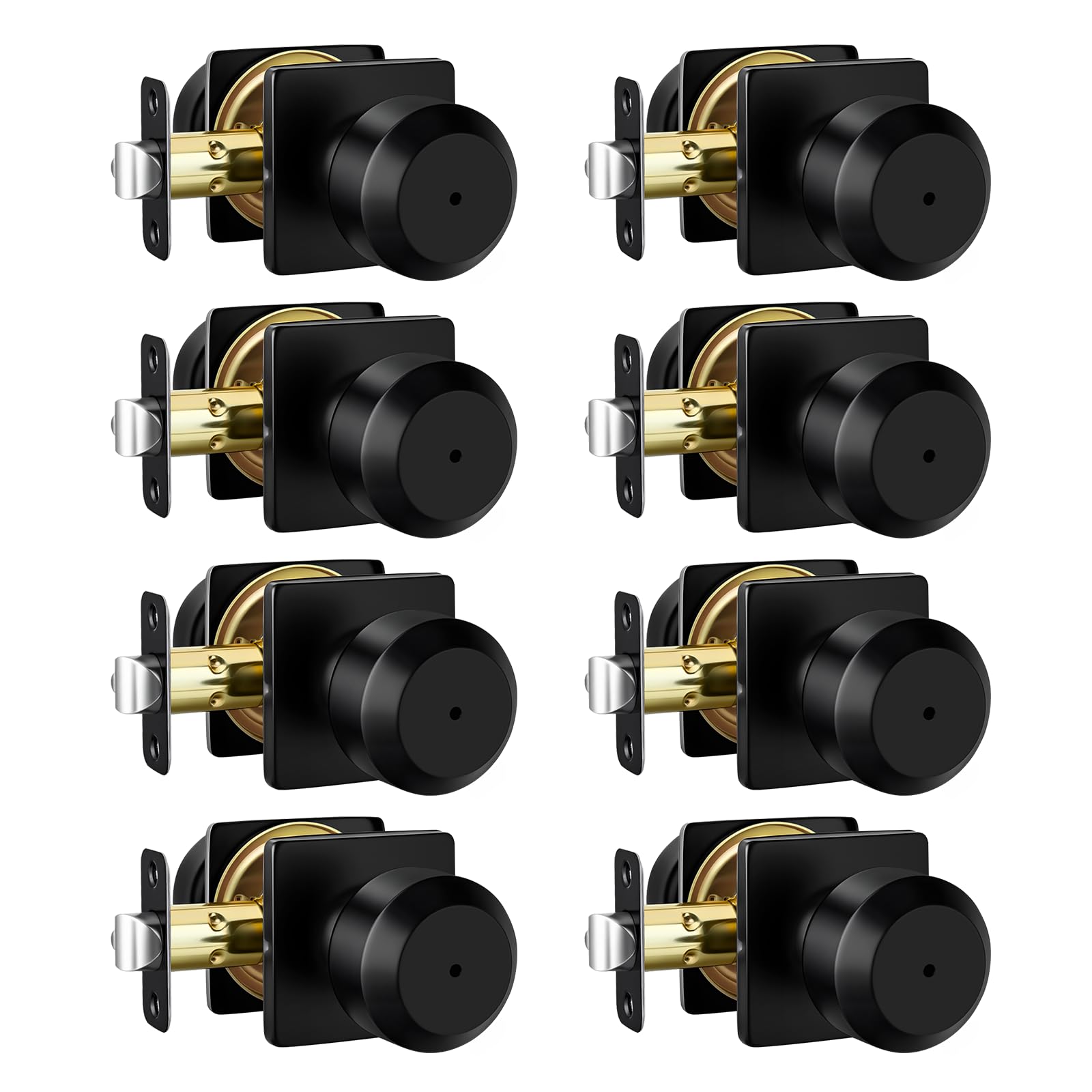 Photo 1 of *** PARTIAL SET *** Goldenwarm Matte Black Door Knobs Interior, Bedroom Door Knob Bathroom, Interior Door Knobs Privacy Modern Door Knob 8 Pack