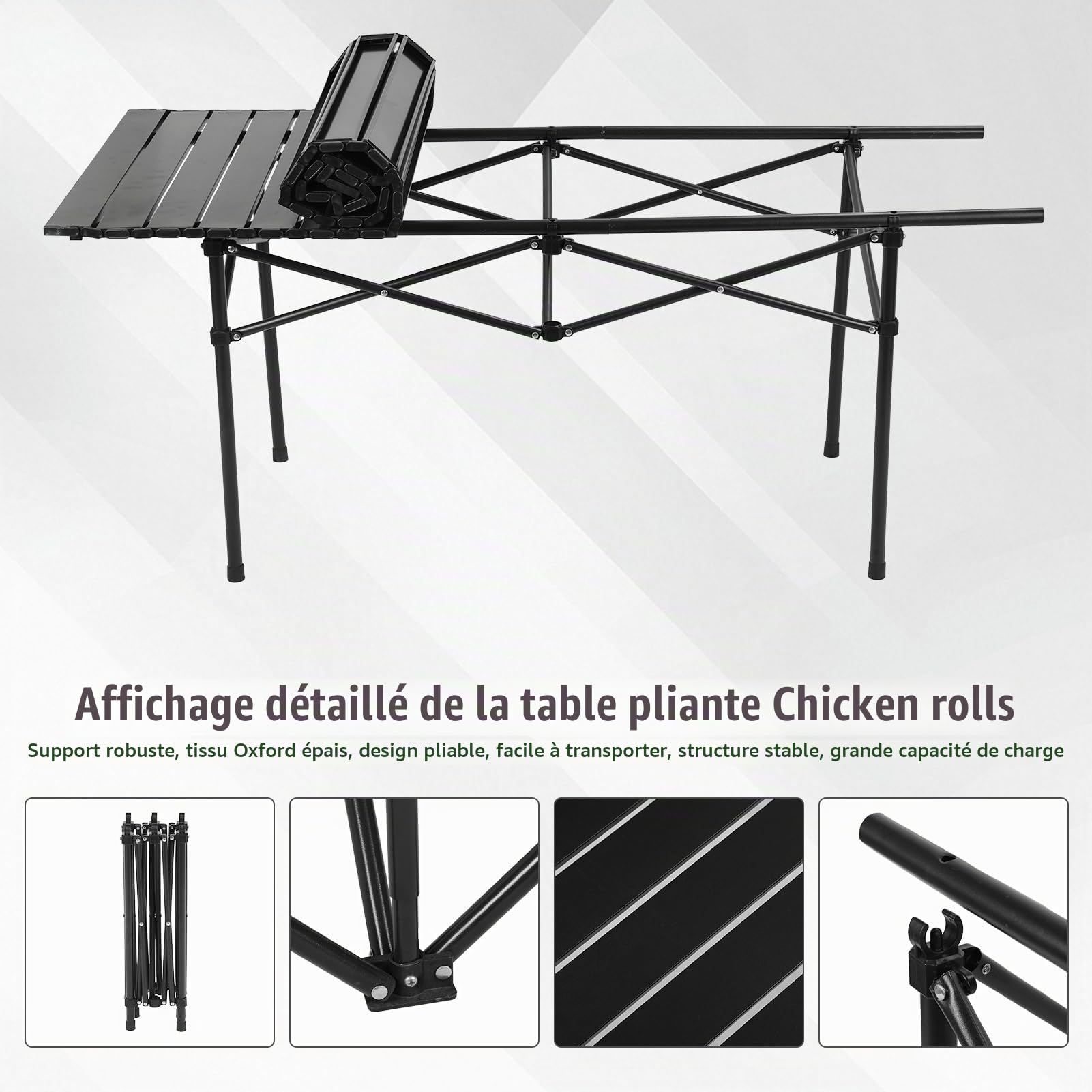 Canapé de Camping 2 Places, Set 4 Pièces avec Table et Fauteuils Pliables
