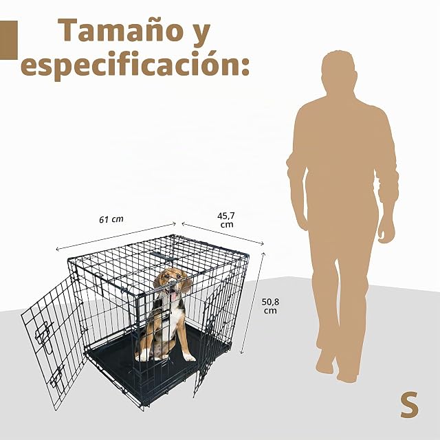 Foto 6 de 7 de Ellie-Bo - Jaula plegable pequeña de 61 cm portátil y plegable para perros con dos puertas hecha de varilla…