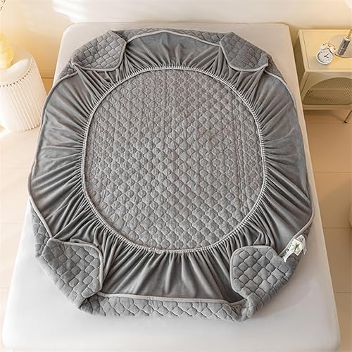 Miniatura 8 de Sábana bajera de terciopelo tamaño Queen, funda acolchada de felpa gruesa para colchón 2 fundas de almohada, sábanas de franela mullida con bolsillo