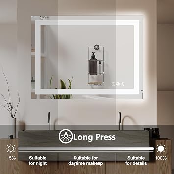 NEWBULIG 28x36 LED Bathroom Mirror with Lights, Anti-Fog