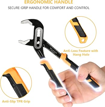 8/10 Inch V-Jaw Groove Joint Pliers, 7-Position Lock Set
