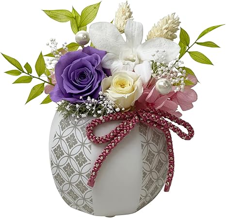 Amazon フラデコ プリザーブドフラワー 大切なお仏壇に 彩りをもたせる仏花 葵 あおい パープル プリザーブドフラワー オンライン通販