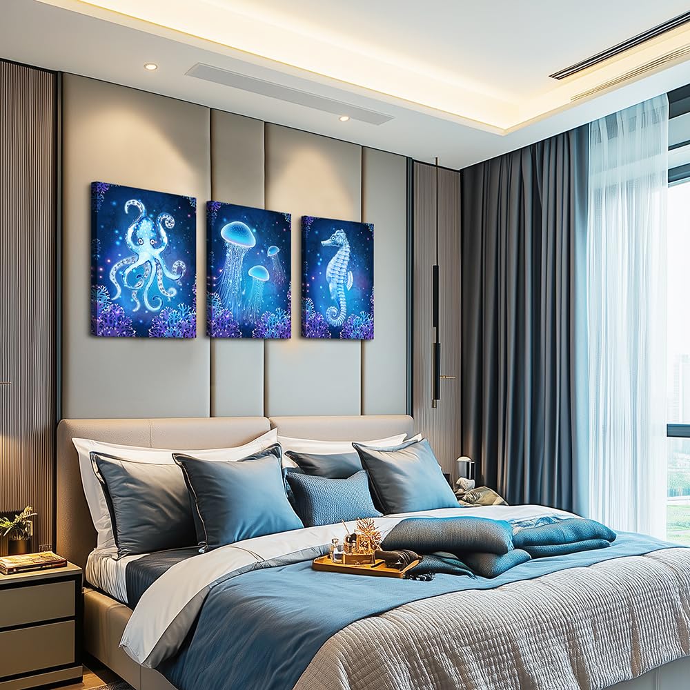 blue Ocean Life Theme Canvas Prints Wall Art Paintings for Living