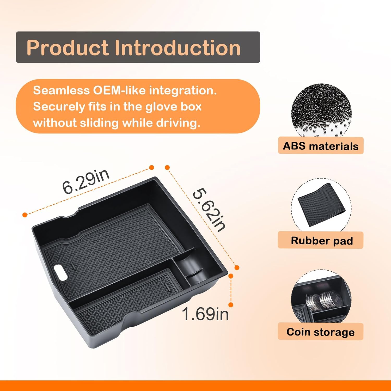 TACORBO Center Console Organizer Compatible with Subaru Forester 2019 2020 2021 2022 2023 2024 Accessories,Armrest Secondary Storage Box ABS Insert Glove Box Tray, Black Trim - Image 6