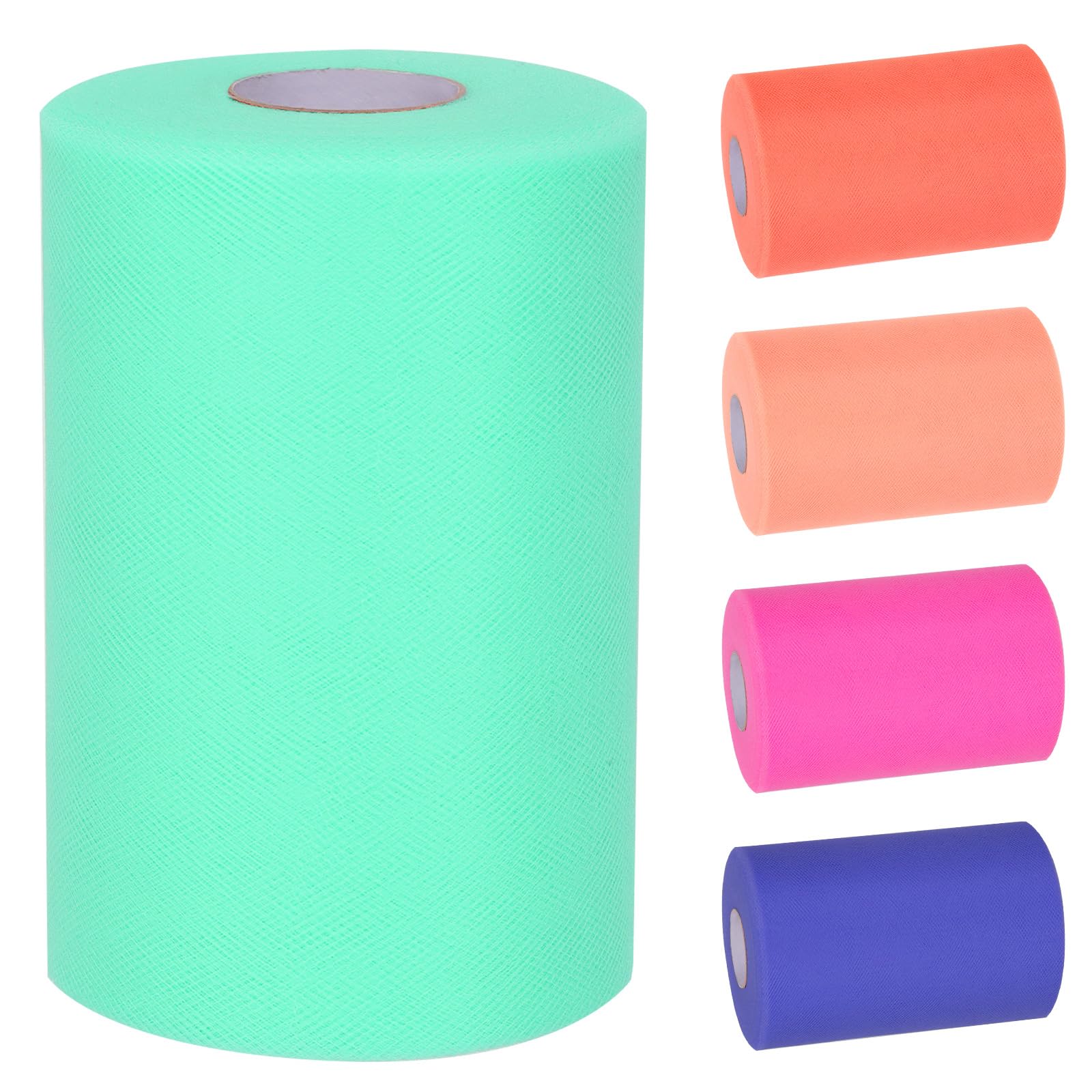 Tanstic 1Pcs Mint Green Tulle Fabric Roll, 6 Inch x 100 Yards Tulle Ribbon Spool Fabric Tulle Roll for DIY Tutu Bow, Birthday Party Wedding Decorations