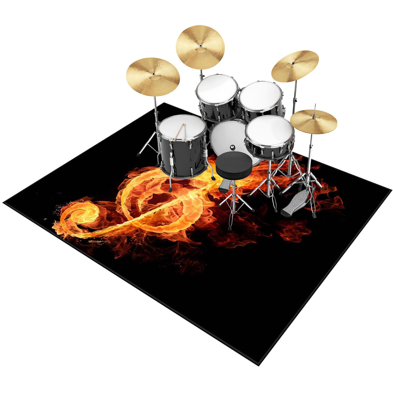 Tehocwiz Drum Rug, Drum Mat, Non Slip Soundproof Indoor Outdoor Drum Carpets for Drummers, Electronic Drum Set Practice Music Rug for Bass Drum Snare and Other Musical Instrument Mat 140 x 120 cm