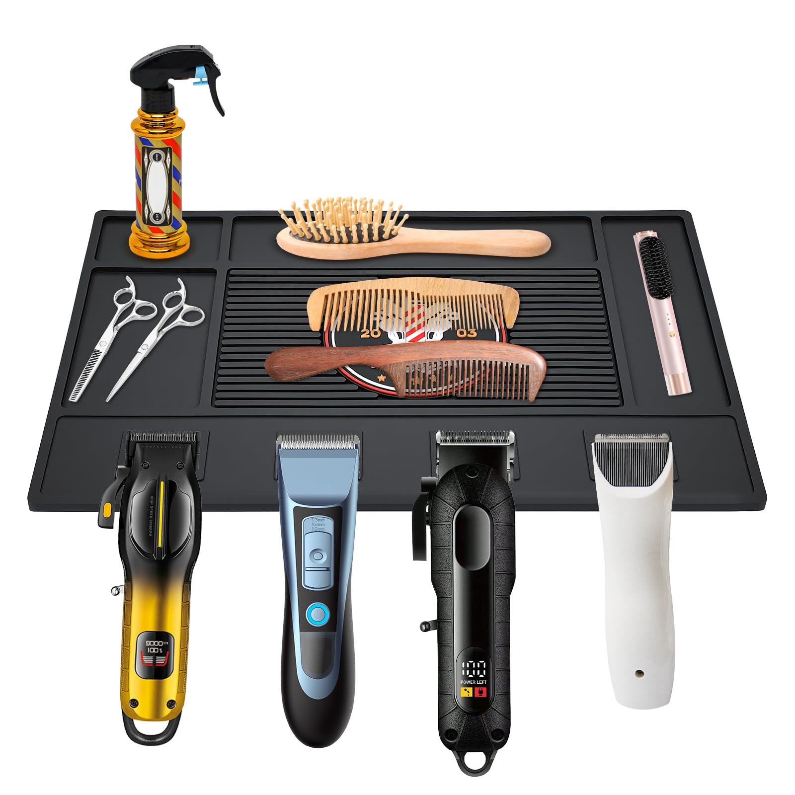 Barber Mat for Clippers with 4 Built in Magnets, 17.7 × 11.8 inch