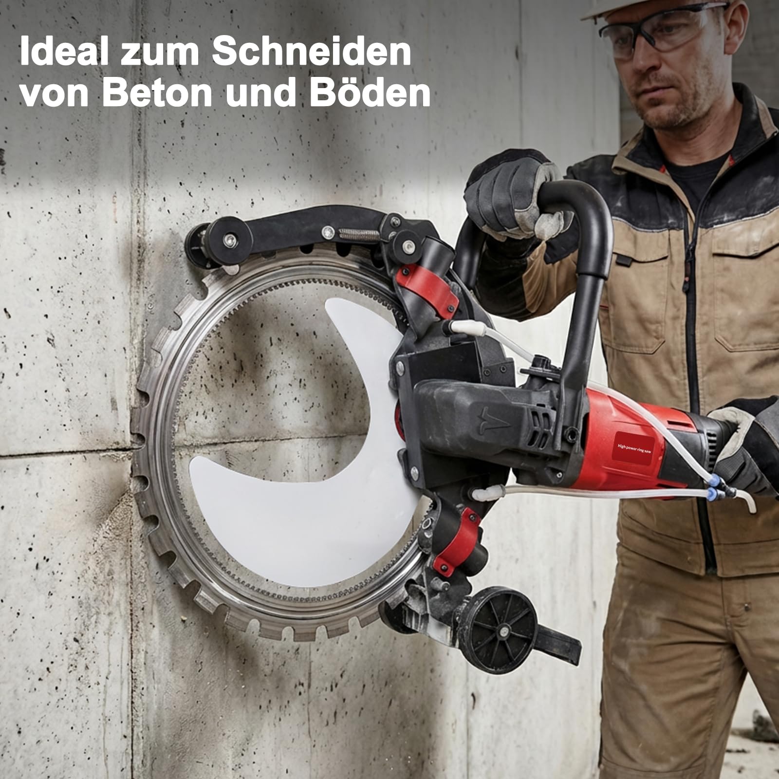 Elektrisch Betonsäge 5000W, 408 mm Diamantblatt, Schnitttiefe 300 mm | 2200 U/min Hochleistungs-Kreissäge Steinsäge mit Wasserpumpe für Stein und Ziegel Nassschneid