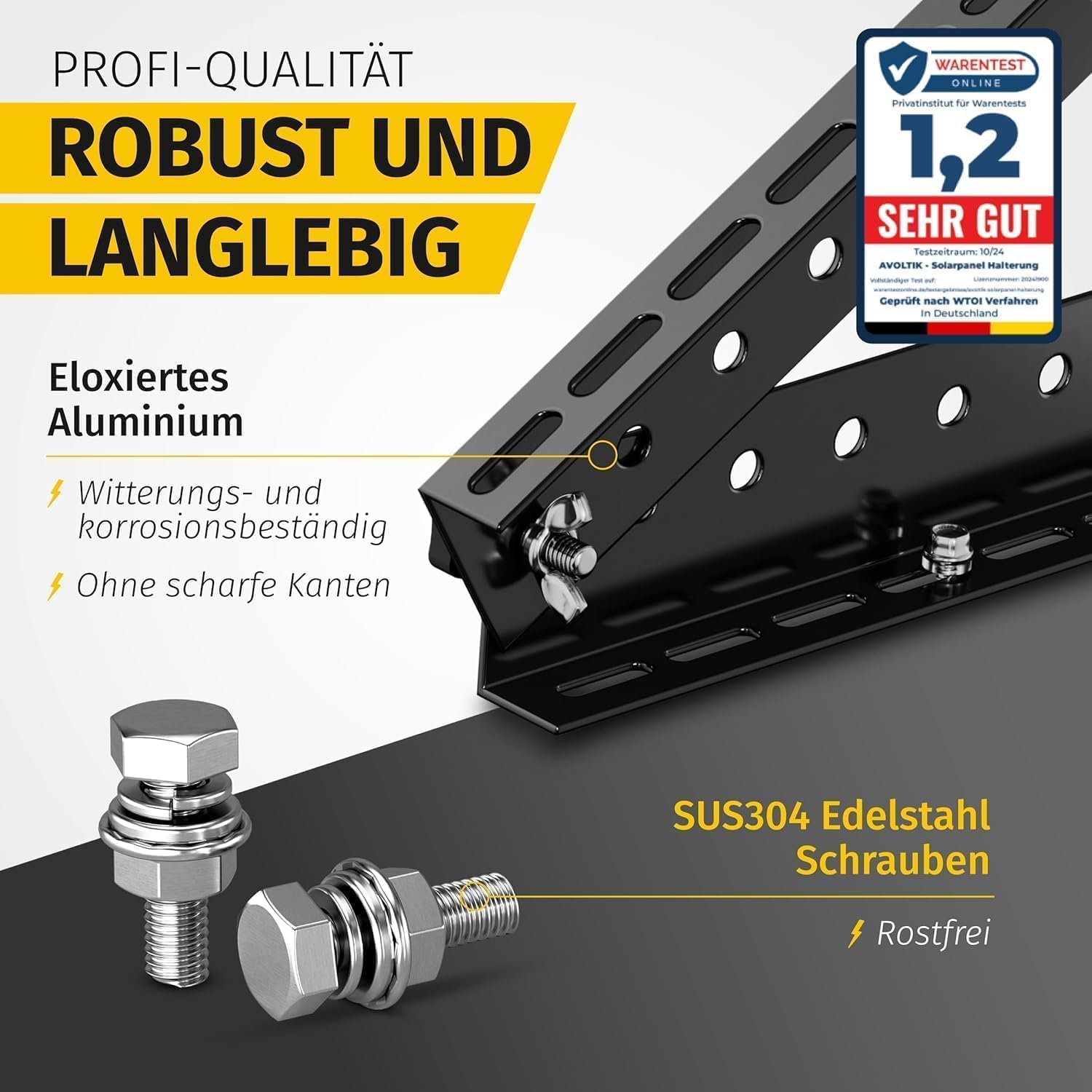 Avoltik Balkonkraftwerk Halterung 2er Set bis 118cm I Solarpanel Halterung für 2 Module I Verstellbar 0-90° I Ideal für Dach, Balkon & Boden