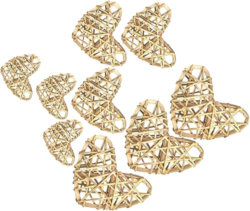 Miniatura 3 de Baosity 9 bolas de ratán de mimbre en forma de corazón mixto de 3 tamaños, esferas decorativas para decoración de bodas, árbol de Navidad, adornos