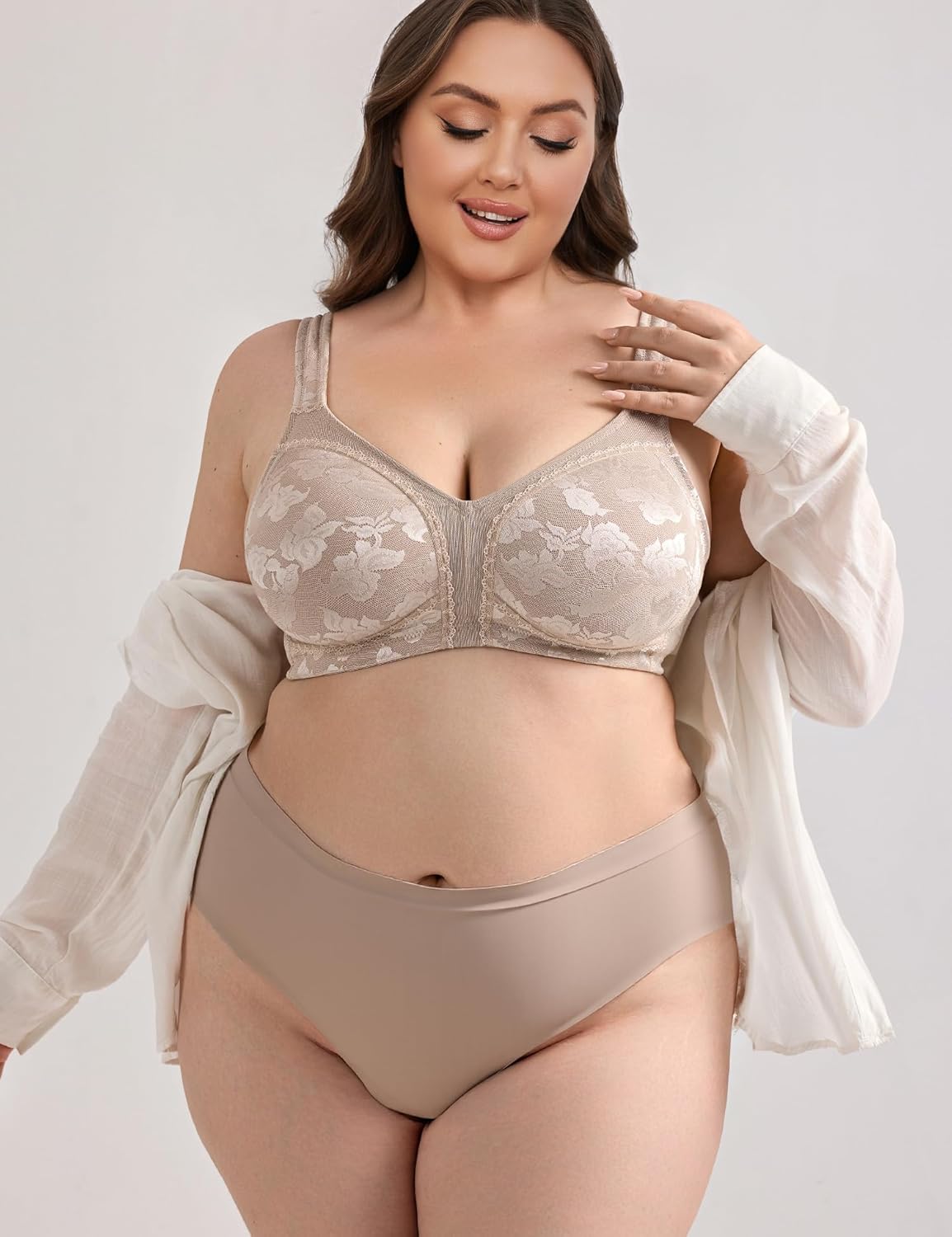 Wingslove Women's Minimizer Bras Full Coverage Wirefree Comfort Plus Size Bra Large Bust Non Padded