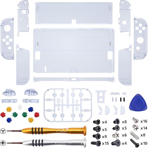 Miniatura 3 de eXtremeRate Juego completo de carcasa de bricolaje para Nintendo Switch OLED, placa trasera de consola de repuesto y soporte, carcasa de controlador