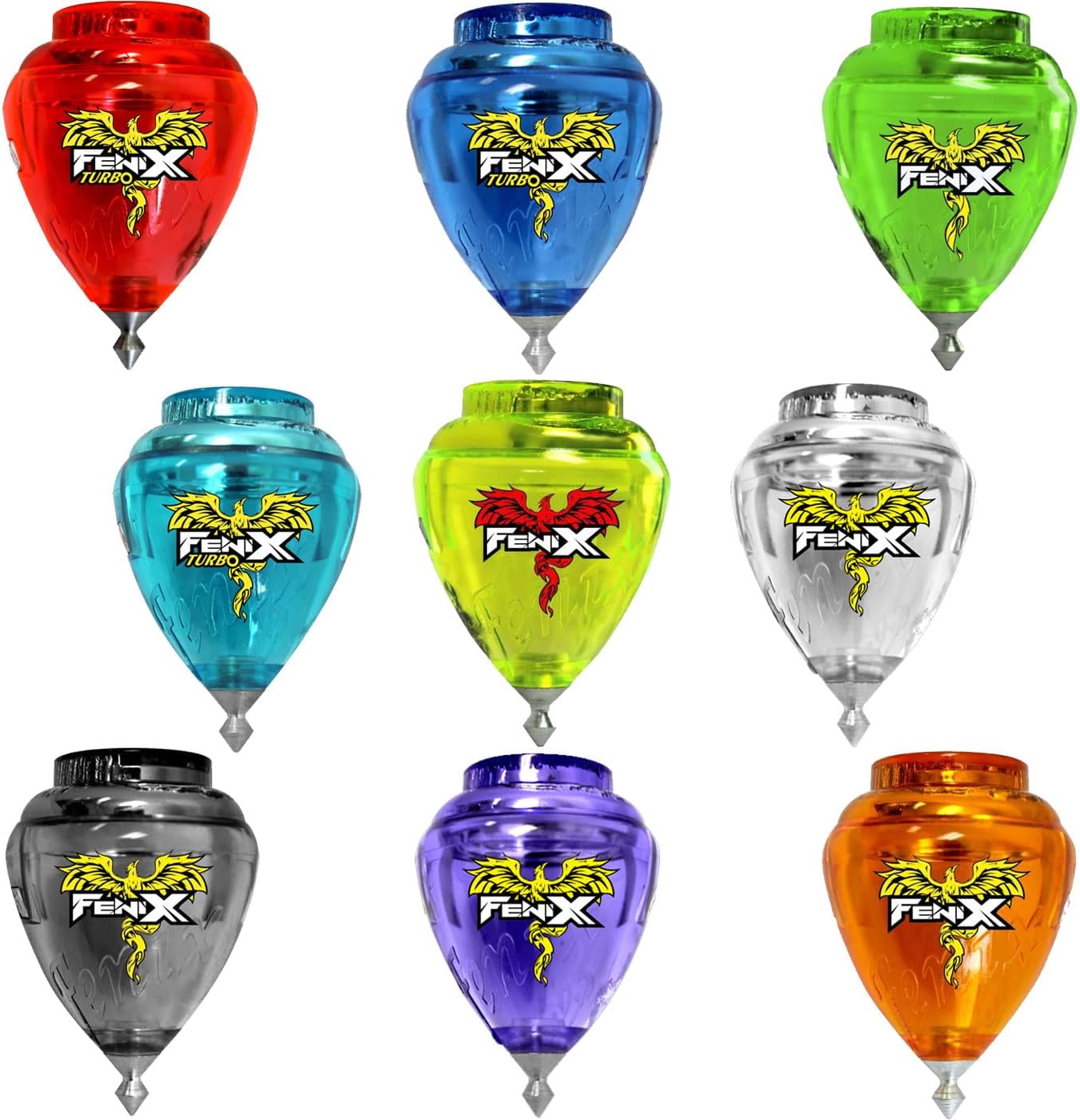 TROMPOS COMETA Fenix Turbo Spinning Top with Rotating Tip - Includes Rope with Ring and Star