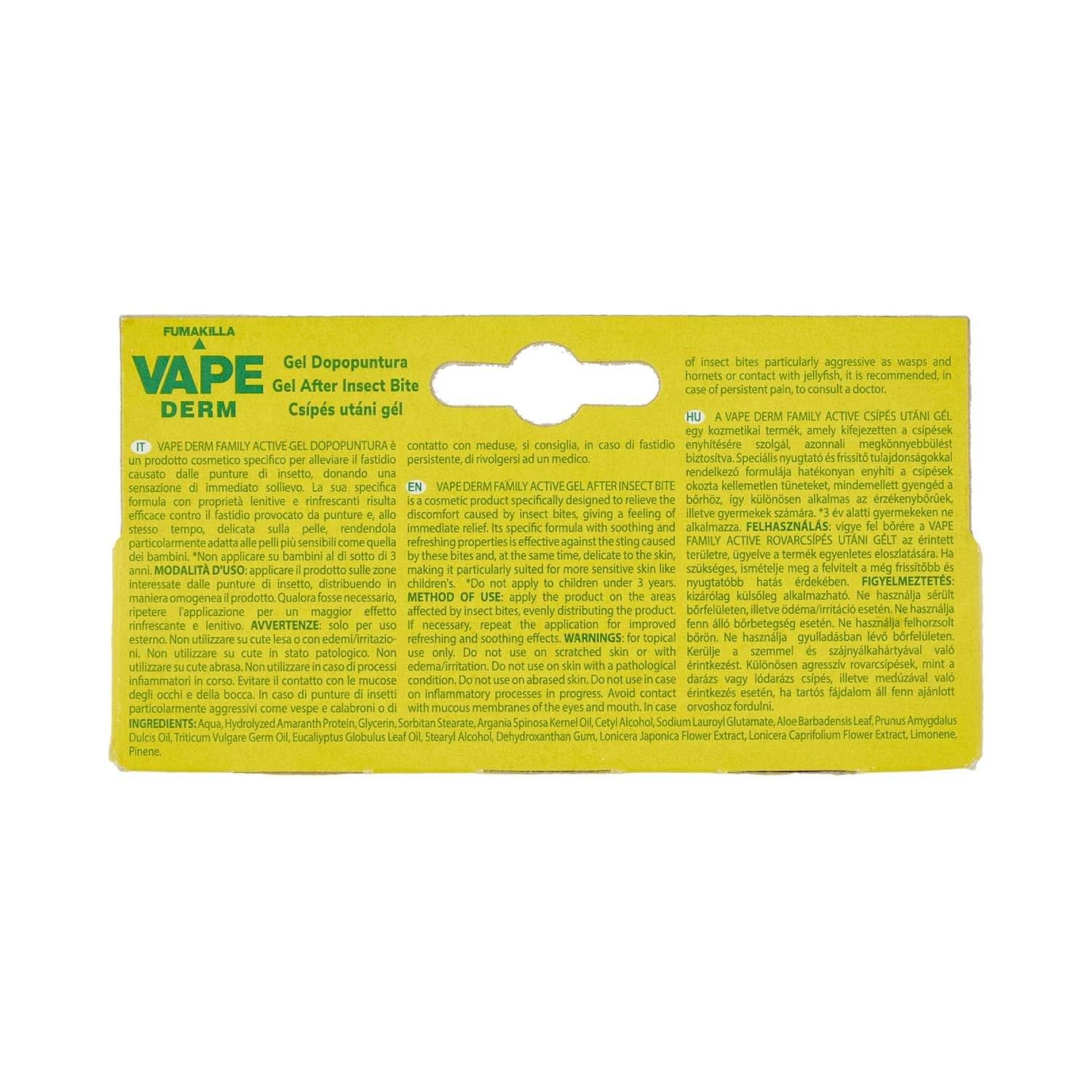 Vape Derm Family Active Gel Dopopuntura Roll On 15 ml, Sollievo Punture Insetti, Lenitivo Naturale, Senza Ammoniaca, Per Adulti e Bambini, Azione Rapida (1)