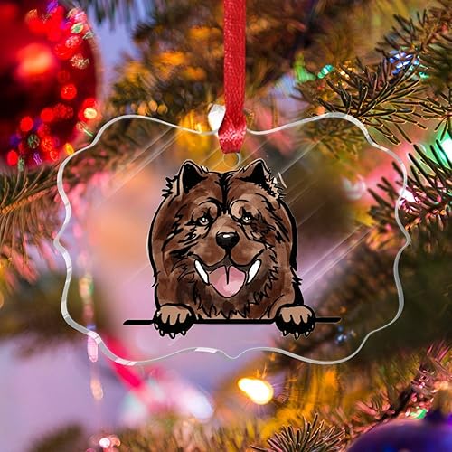 WoGuangis Chow Chow - Adornos acrílicos novedosos para regalo de Navidad, regalo para dueño de perro, árbol de Navidad, adornos colgantes de