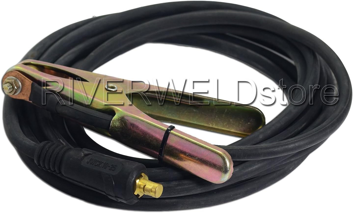 RIVERWELD Groud Earth Clamp 200Amp and Wire 16mm² Connector Plug DKJ10-25mm² 5 Meters 15 Feet Length for MMA ARC Welding
