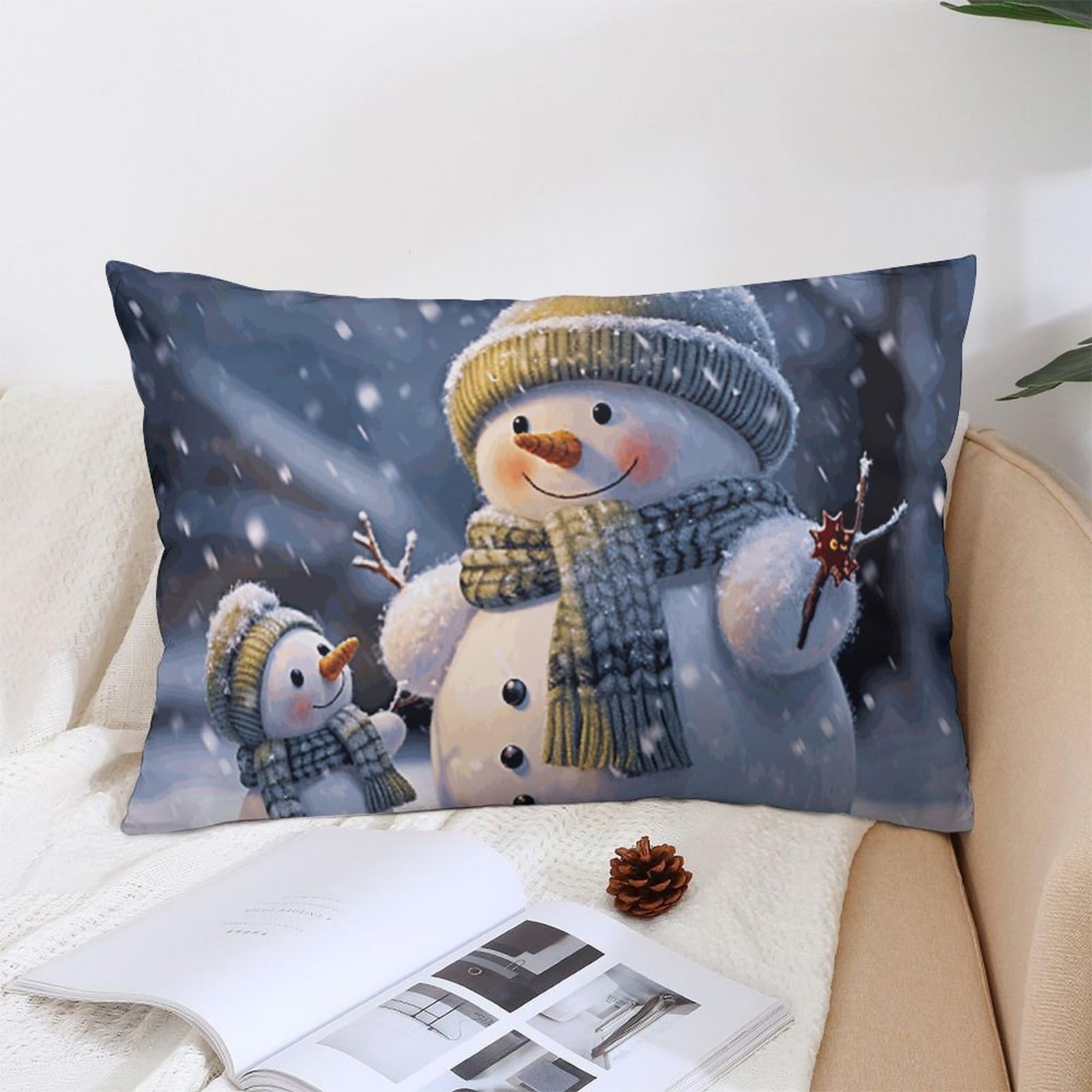 NTVOWPZO Decoration Throw Pillow Covers 12 "x20 Pillowcases Covers Winter Snowman Soft Pillowcases Modern Farmhouse Home Decor Sofa Cushions Covers for Couch Bed Living Room