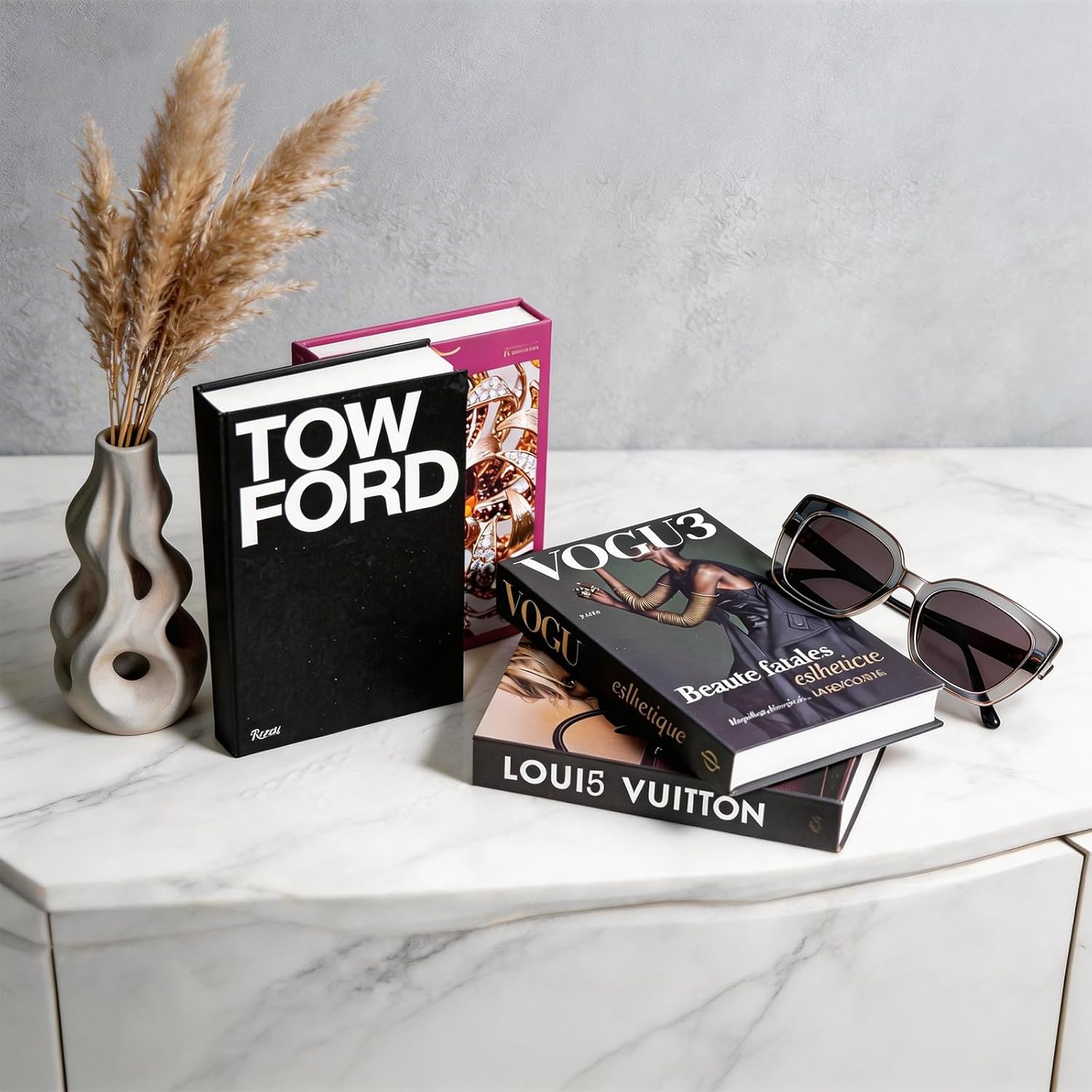 Luxury Decorative Bookend for Home Decor | Bookshelf,Coffee Table Decor, Faux Books for Home & Living Room Aesthetic (4 PCS)