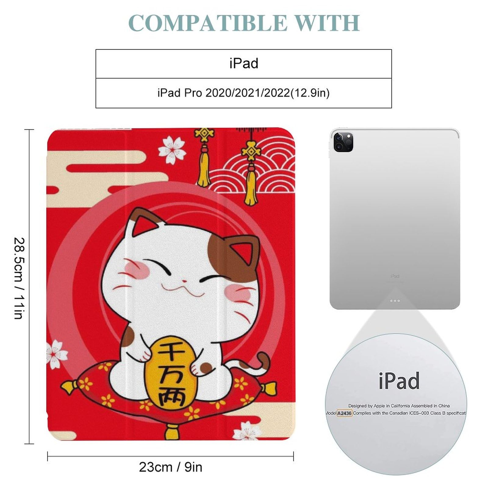 Amazon.co.jp: IPAD Pro 12.9 ケース かわいい 招き猫 桜 開運 IPAD