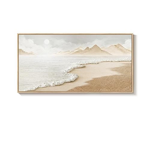 Framed Boho Beach Coastal Wall Art for Living Room, Large
