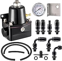EVILENERGY 6AN EFI Bypass Fuel Pressure Regulator Adjustable 30-70 PSI Black - Gasoline E85 Compatible