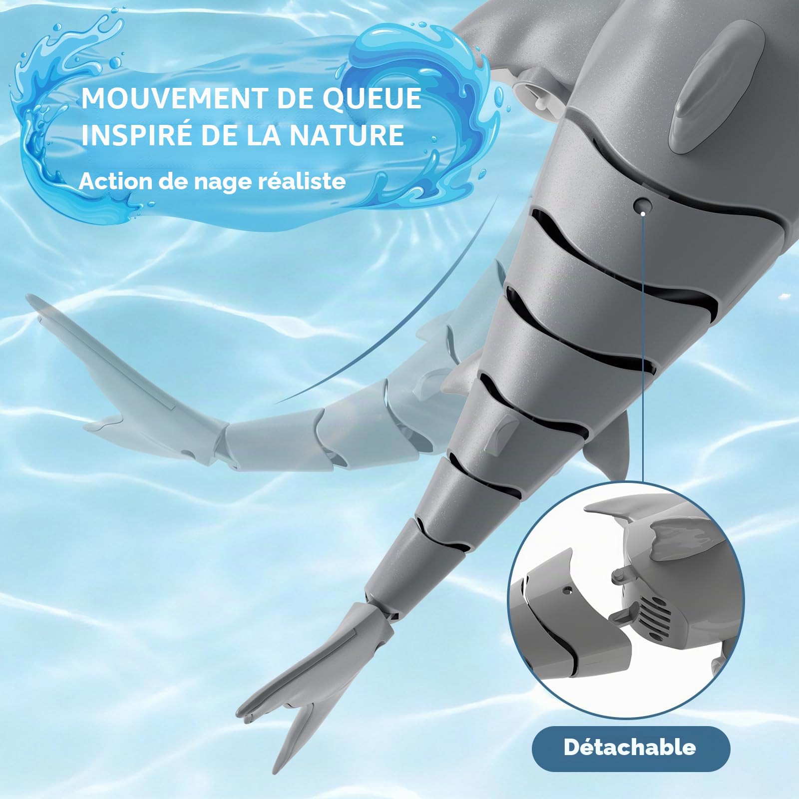 snookids Requin télécommandé Jouet - 2,4 GHz RC Requin Bateau de Simulation, Rechargeable par USB, Jouet Aquatique Bateau Radiocommandé Enfants, Cadeau pour Garçons et Fille