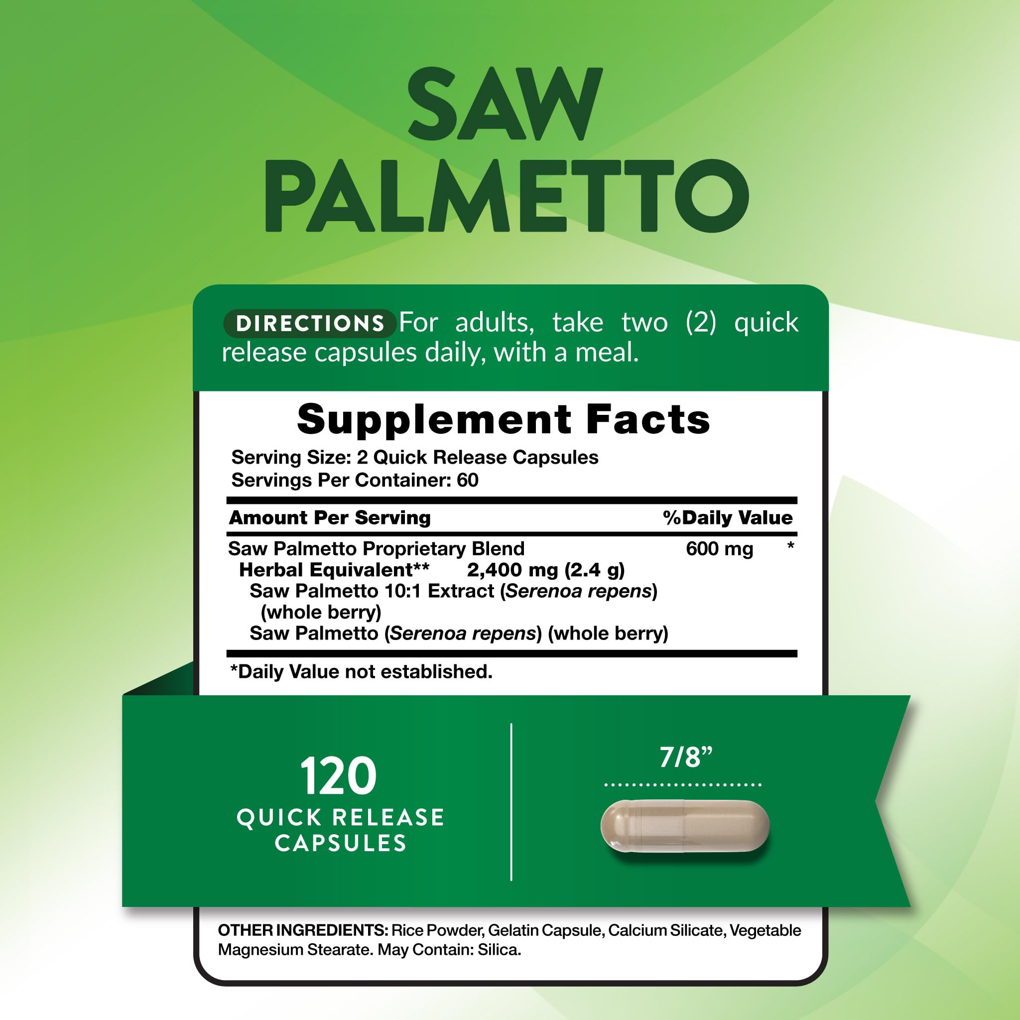 Nature's Truth Saw Palmetto Extract | 120 Capsules — Amazon image 2