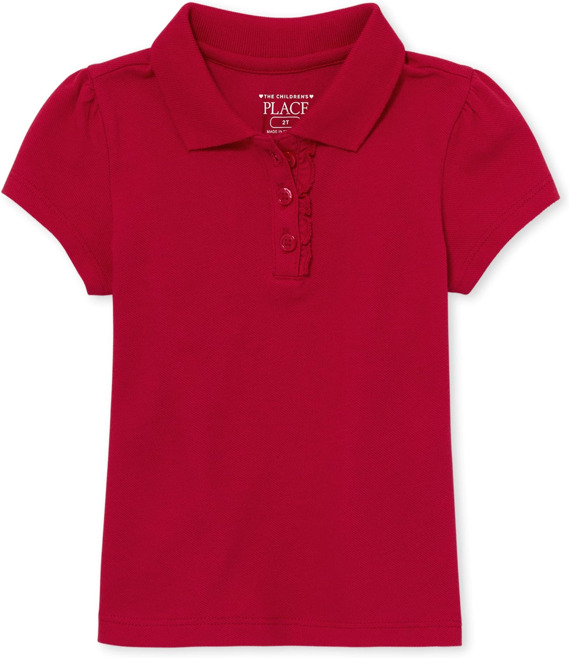 The Children's Place Girl's and Toddler Short Sleeve Ruffle Pique Polo Polo Shirt (Pack of 1)