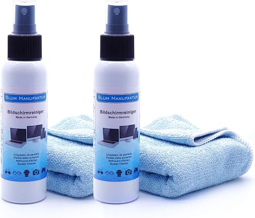2 nettoyants pour écrans de 50 ml + 2 chiffons en microfibre de Blum Manufaktur