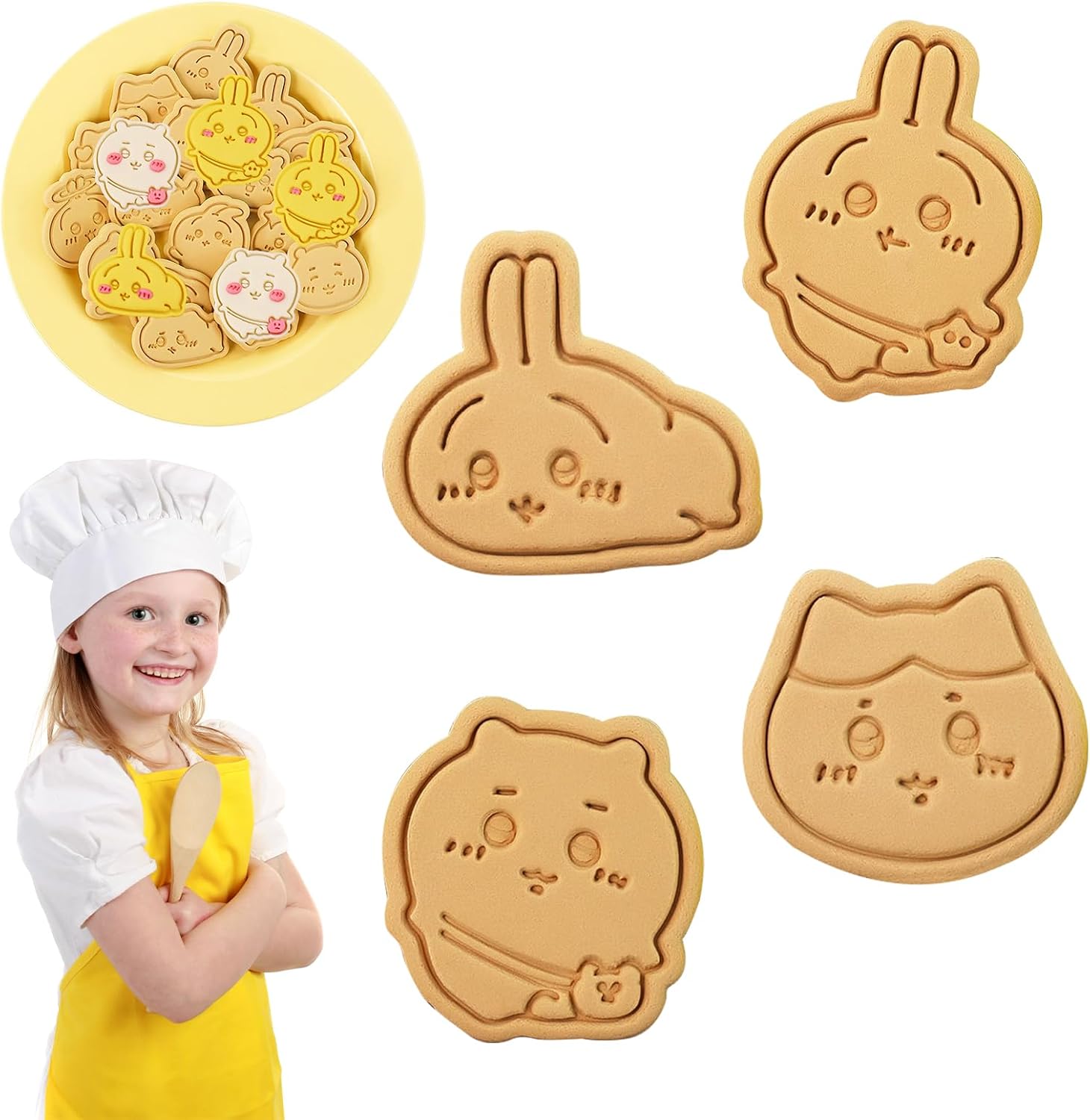 4 Piece Set Cookie Cutter, Rabbit, Bee Blossom, Children, Cookie Cutter, Biscuit DIY Baking Mold, Pastry Supplies, Handmade, Cute, Biscuit Baking Supplies, Prizes, Bento Box, Pastry Tools, Holiday, Birthday Gift