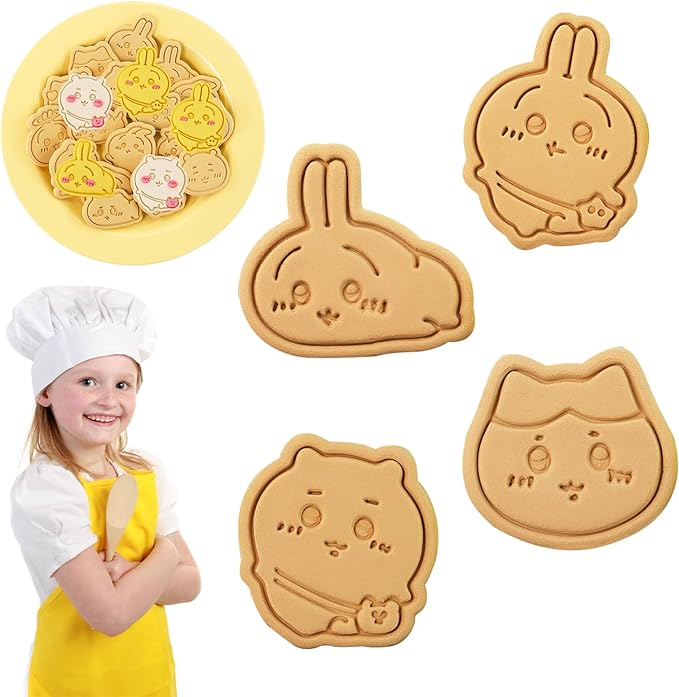4点セット ちいかわ クッキー型 うさぎ ハチワレ 子供 クッキー型抜き ビスケットDIY焼き型 製菓用品 手作り 可愛い 菓子型 ビスケットのベーキング用品 景品 お弁当 製菓道具 祝日 誕生日 プレゼント