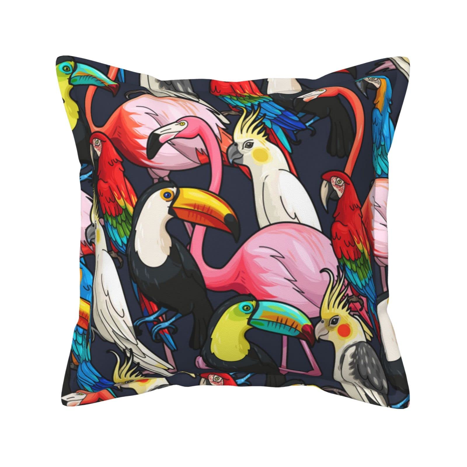 Housses de coussin carrées en similicuir oiseaux exotiques 45x45
